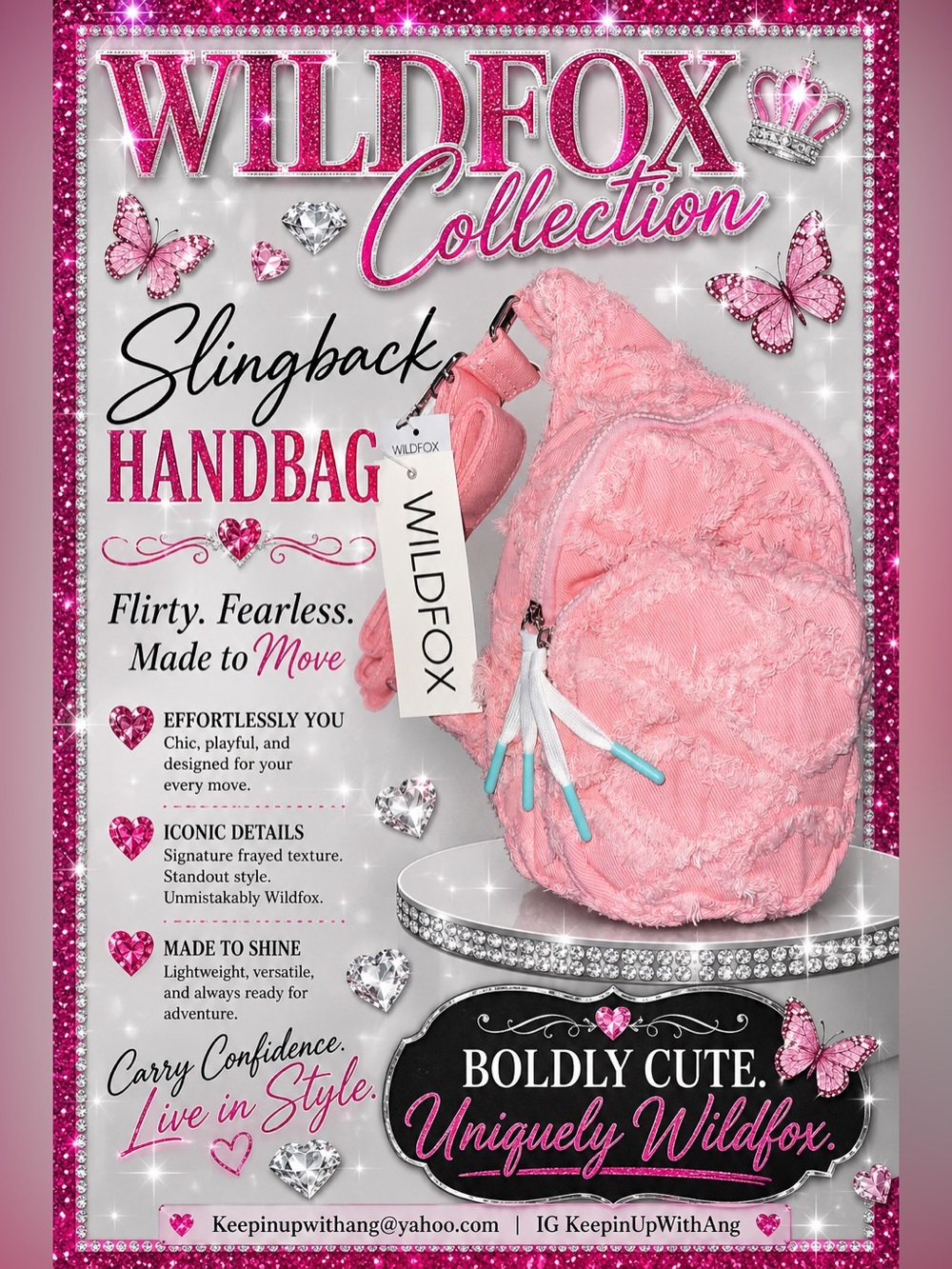 Wildfox Pink Frayed Slingback Handbag with Tassel Pulls Limited Edition